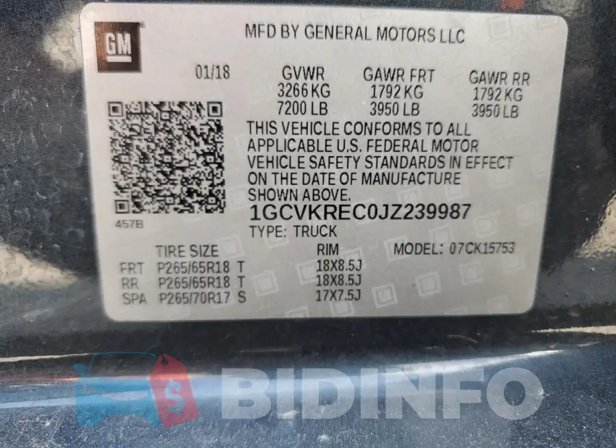 1GCVKREC0JZ239987 Photo# 13