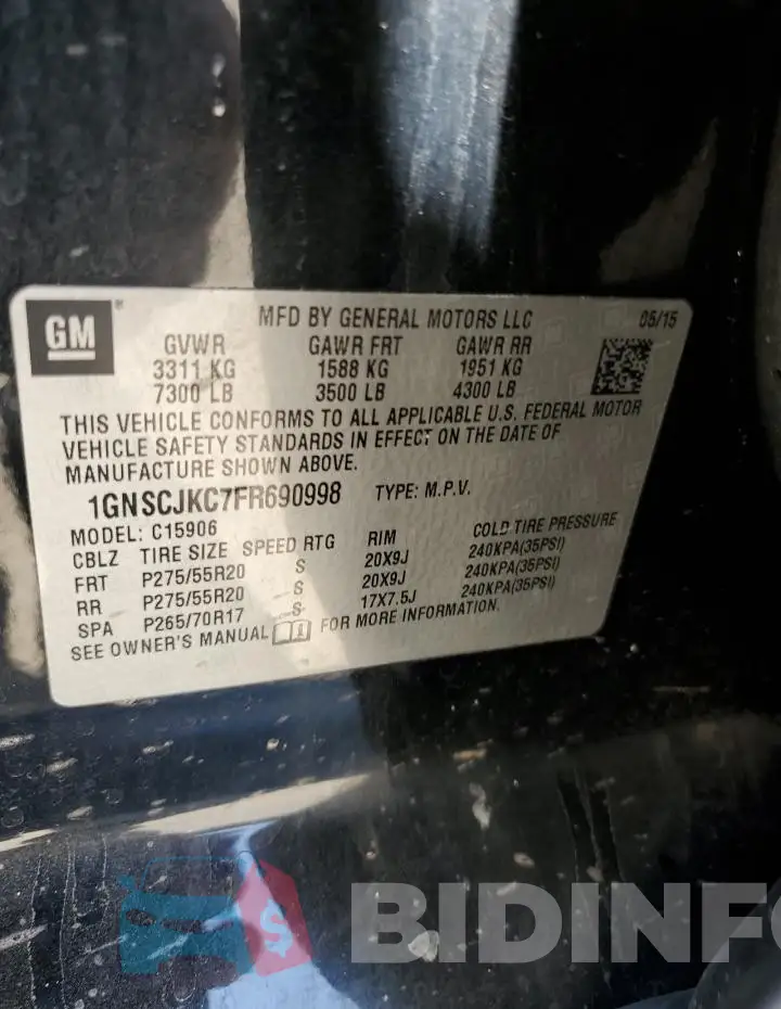 1GNSCJKC7FR690998 Photo# 12