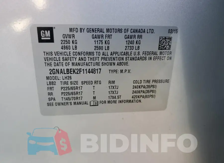 2GNALBEK2F1144817 Photo# 13