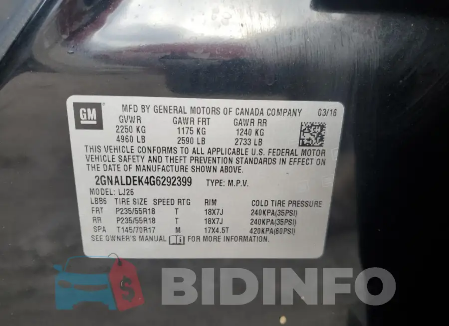 2GNALDEK4G6292399 Photo# 13
