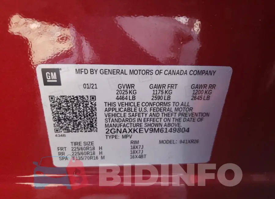 2GNAXKEV9M6149804 Photo# 12