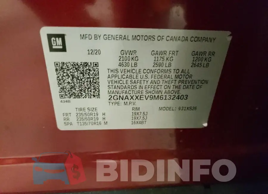 2GNAXXEV9M6132403 Photo# 14