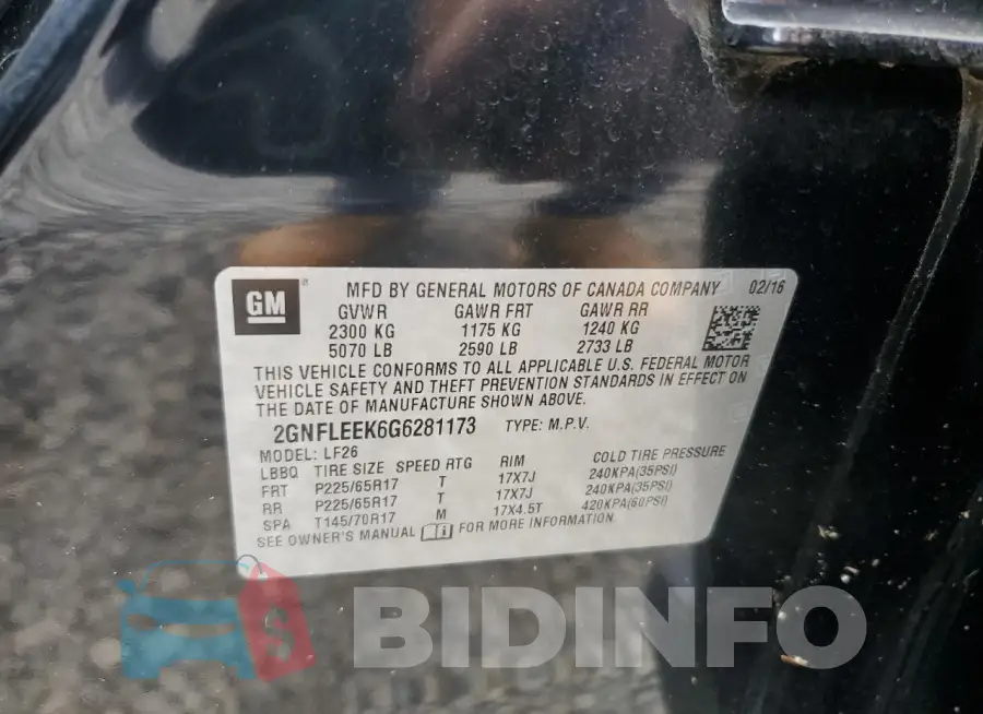 2GNFLEEK6G6281173 Photo# 13
