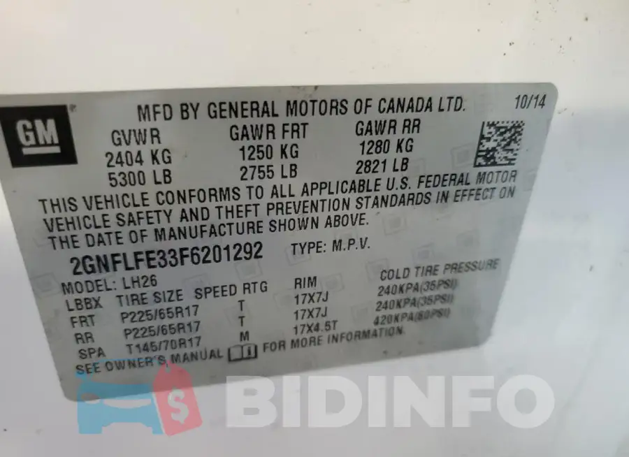 2GNFLFE33F6201292 Photo# 12