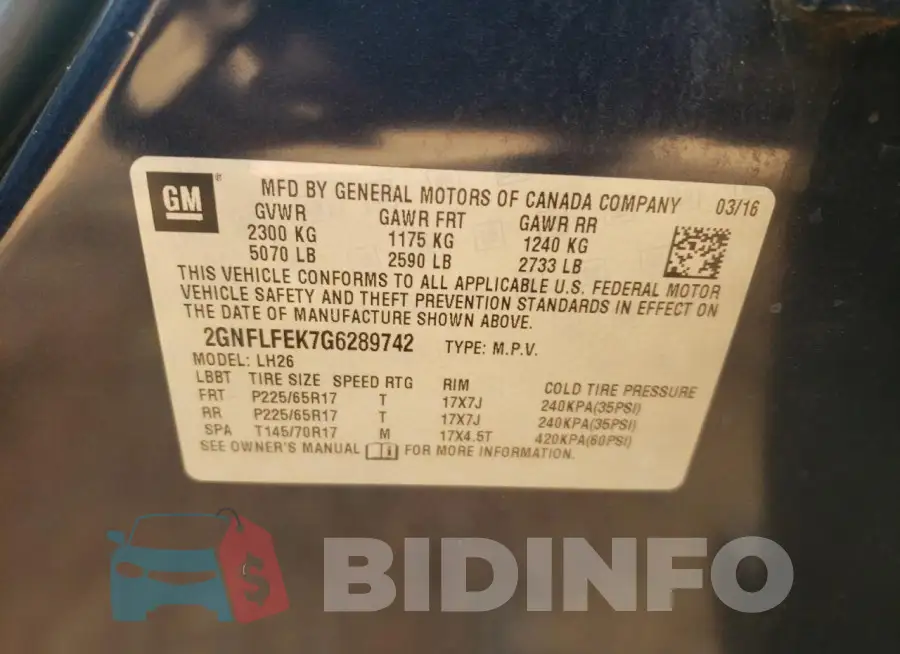 2GNFLFEK7G6289742 Photo# 13