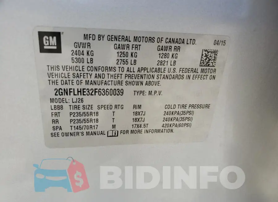 2GNFLHE32F6360039 Photo# 12