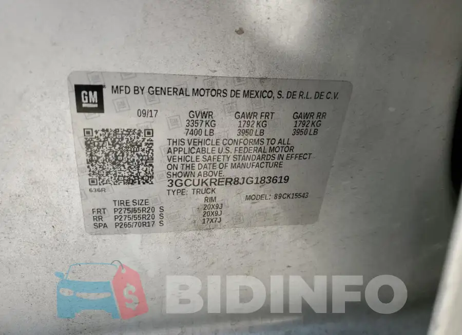 3GCUKRER8JG183619 Photo# 12