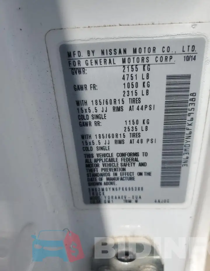 3N63M0YN6FK695388 Photo# 14