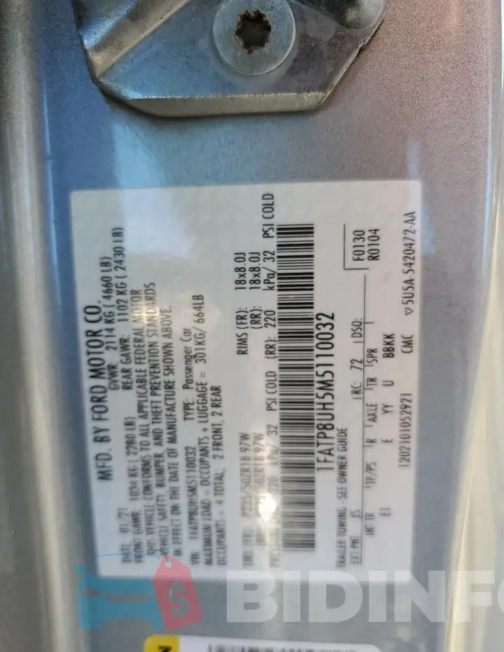 1FATP8UH5M5110032 Photo# 13