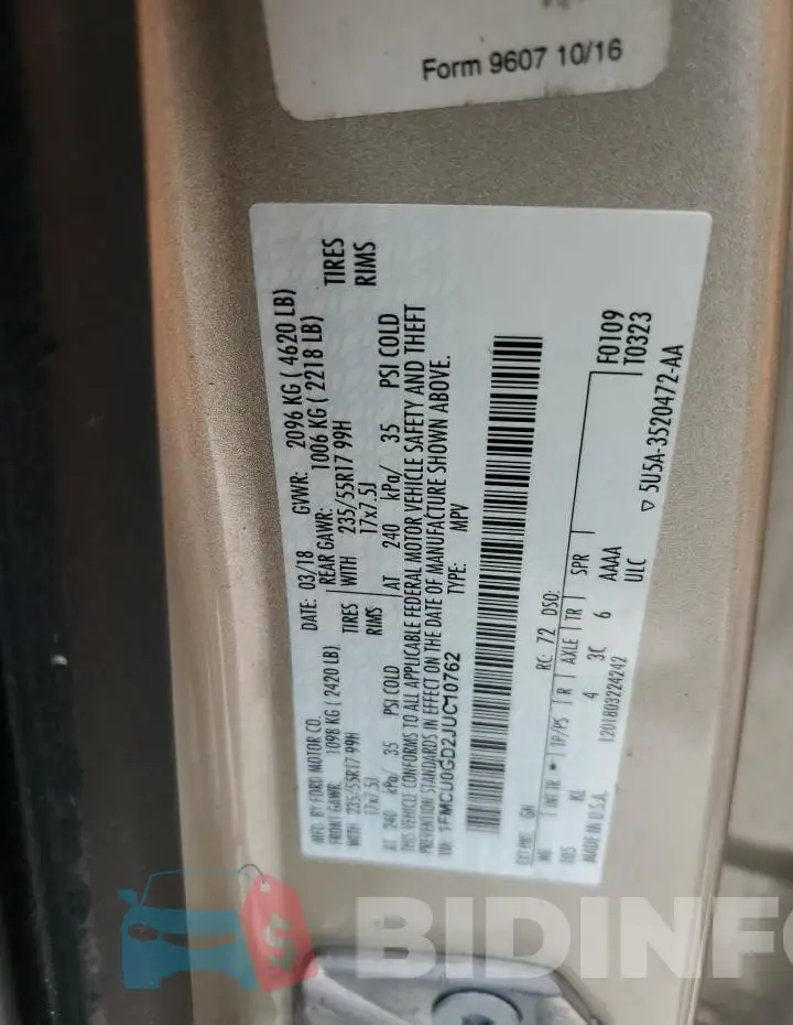 1FMCU0GD2JUC10762 Photo# 13