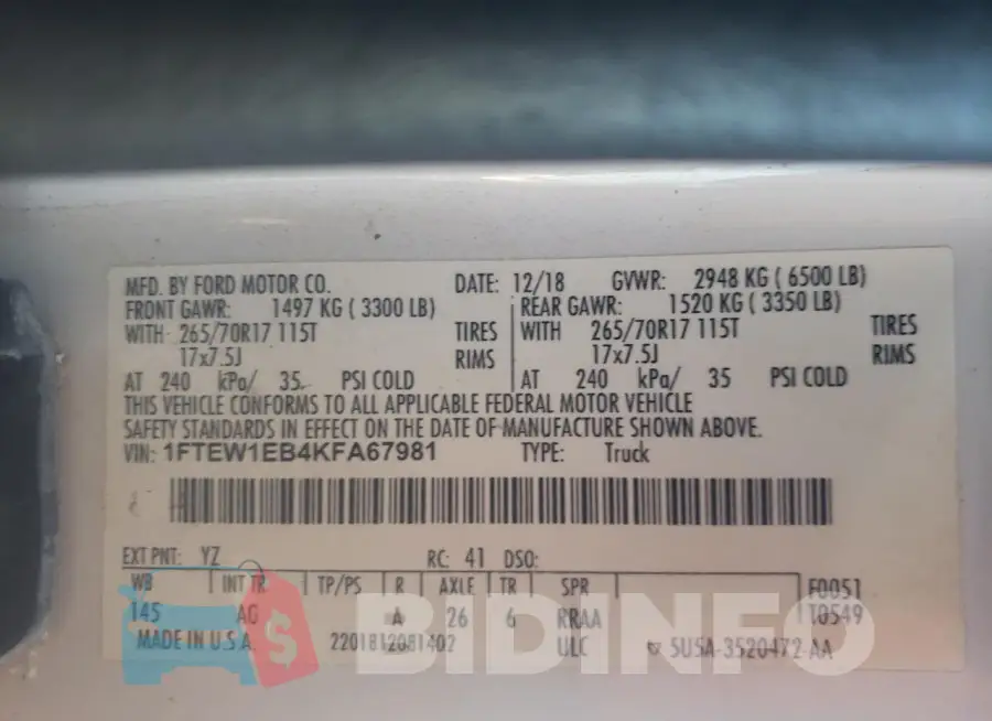 1FTEW1EB4KFA67981 Photo# 12