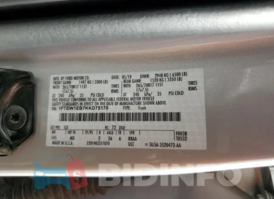 1FTEW1EB7KKD75170 Photo# 12