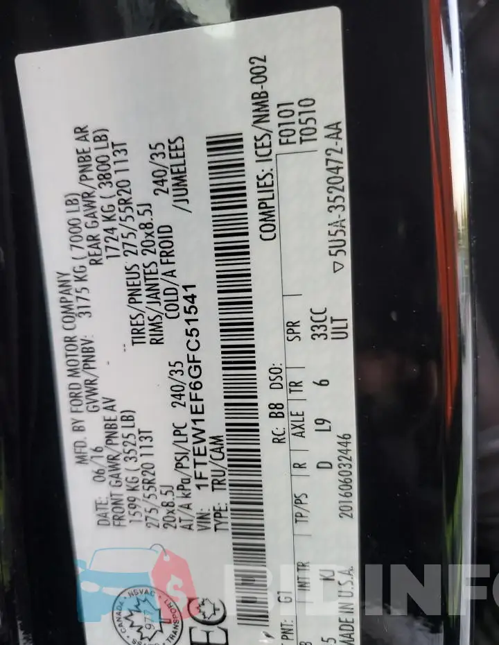 1FTEW1EF6GFC51541 Photo# 12