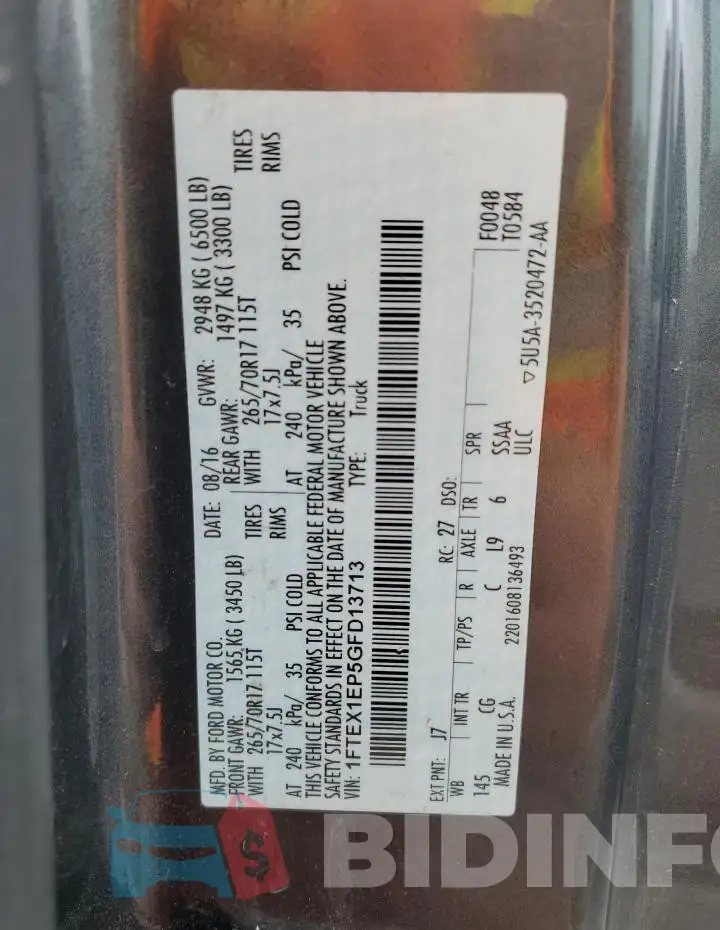 1FTEX1EP5GFD13713 Photo# 12