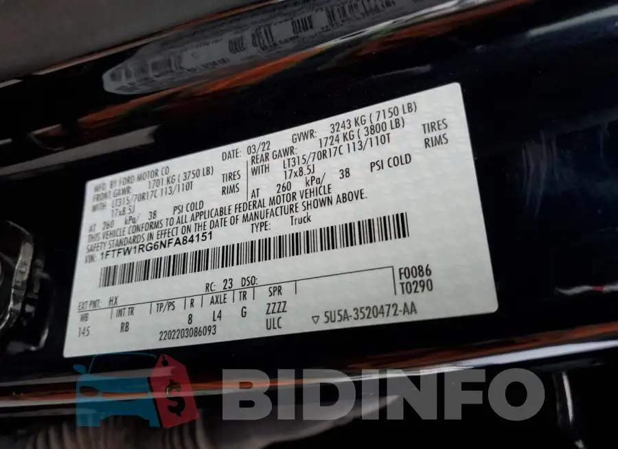 1FTFW1RG6NFA84151 Photo# 12