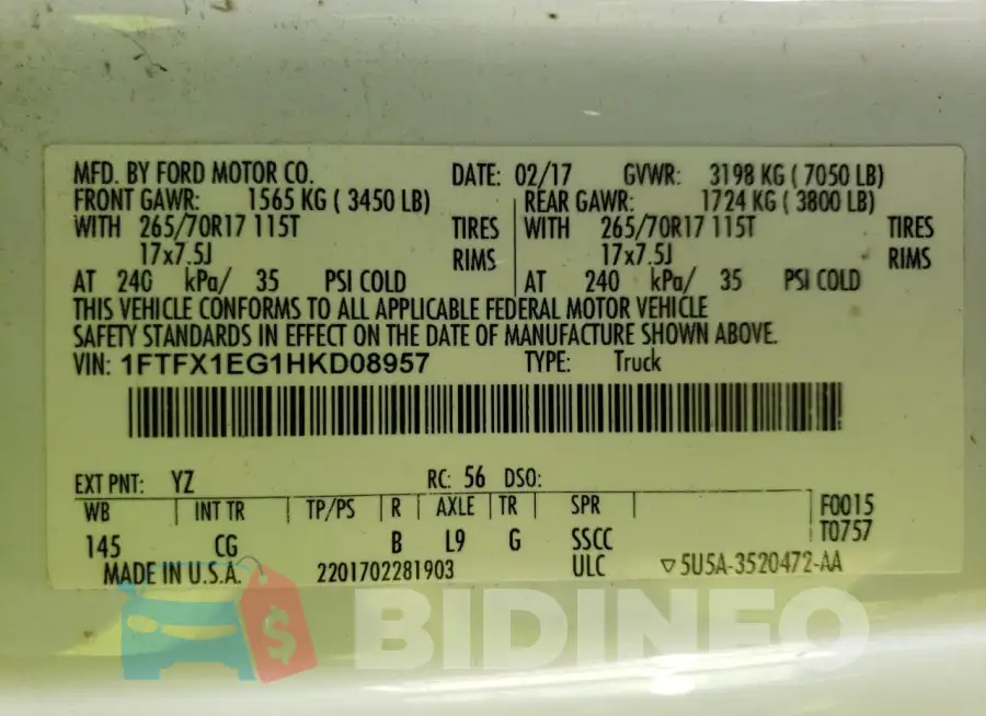 1FTFX1EG1HKD08957 Photo# 12