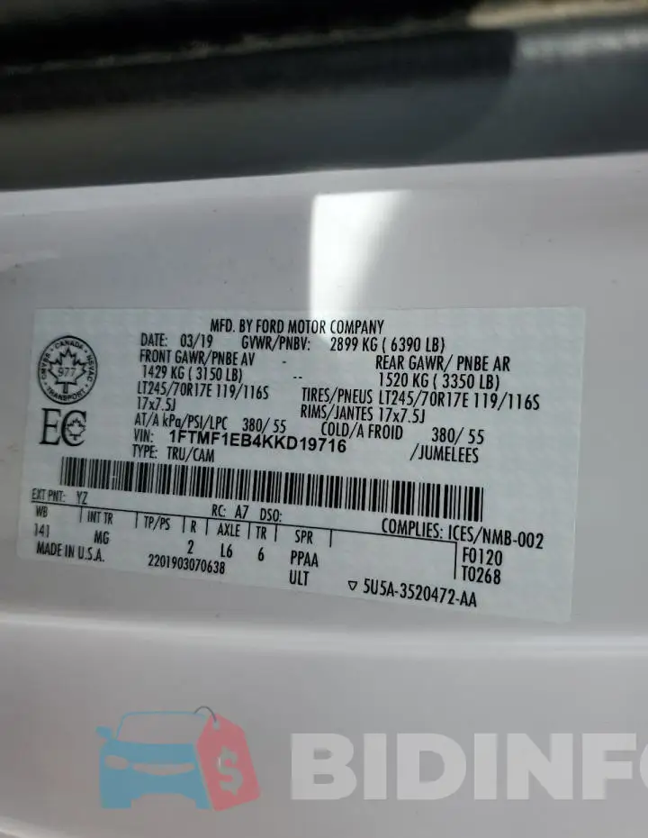 1FTMF1EB4KKD19716 Photo# 12