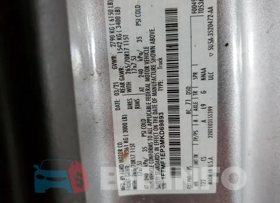 1FTMF1EP3MKD69893 Photo# 13