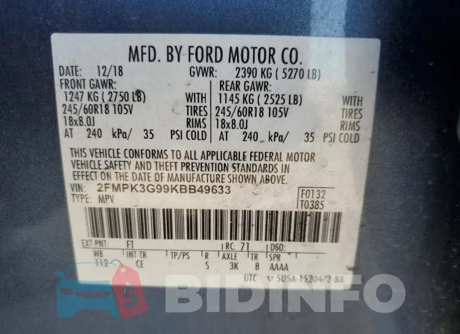2FMPK3G99KBB49633 Photo# 13