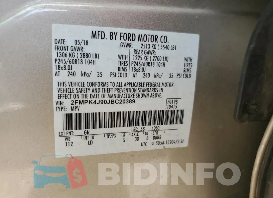 2FMPK4J90JBC20389 Photo# 14