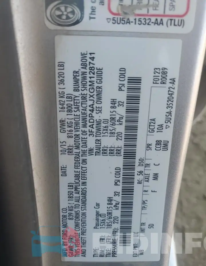 3FADP4AJXGM128741 Photo# 12