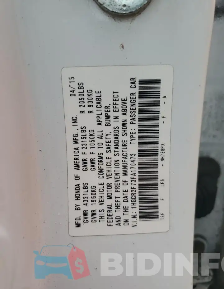 1HGCR2F73FA170473 Photo# 13