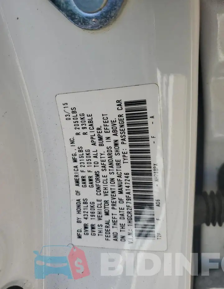 1HGCR2F79FA147246 Photo# 12