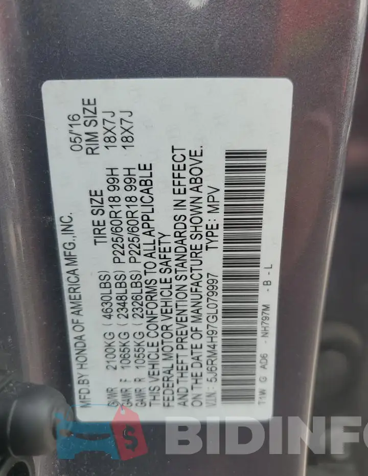 5J6RM4H97GL079997 Photo# 13