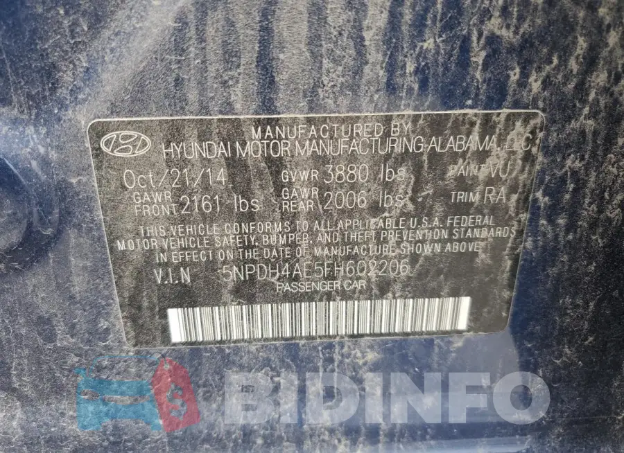 5NPDH4AE5FH602206 Photo# 12