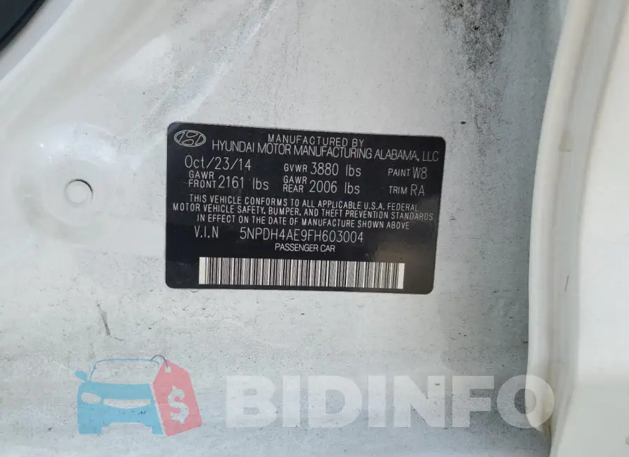 5NPDH4AE9FH603004 Photo# 12