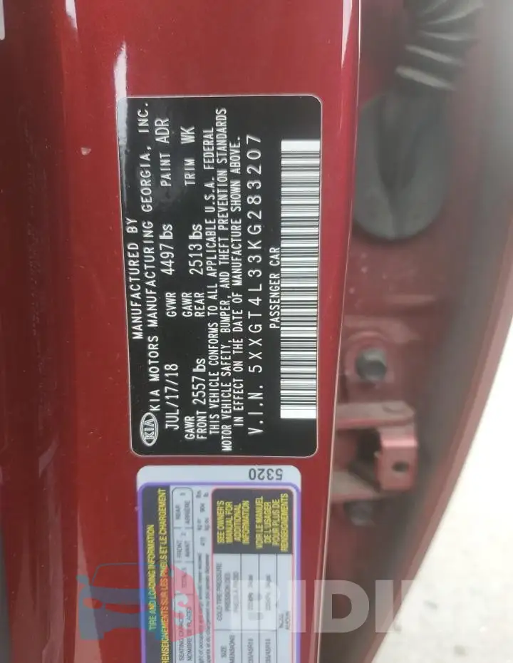 5XXGT4L33KG283207 Photo# 12