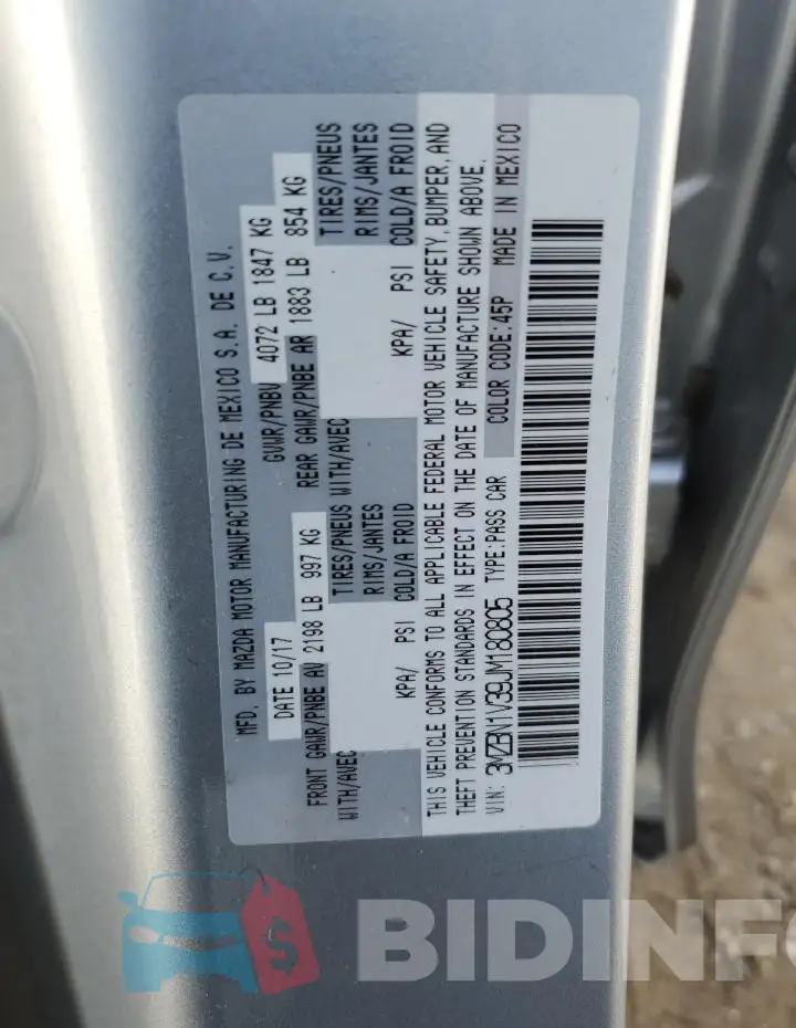 3MZBN1V39JM180805 Photo# 12