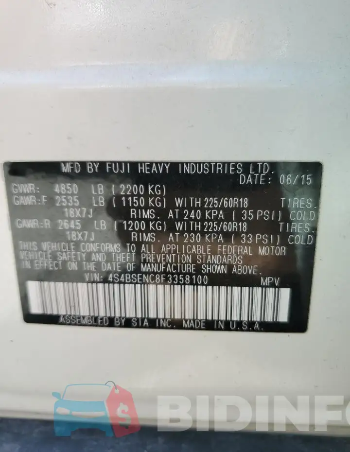 4S4BSENC8F3358100 Photo# 12