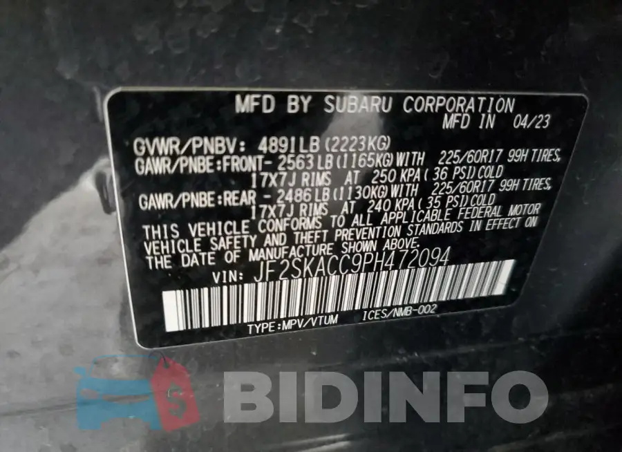 JF2SKACC9PH472094 Photo# 12