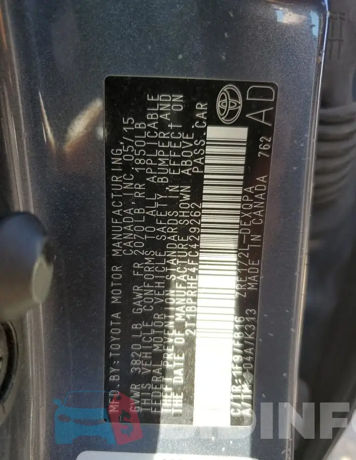 2T1BPRHE4FC429262 Photo# 12