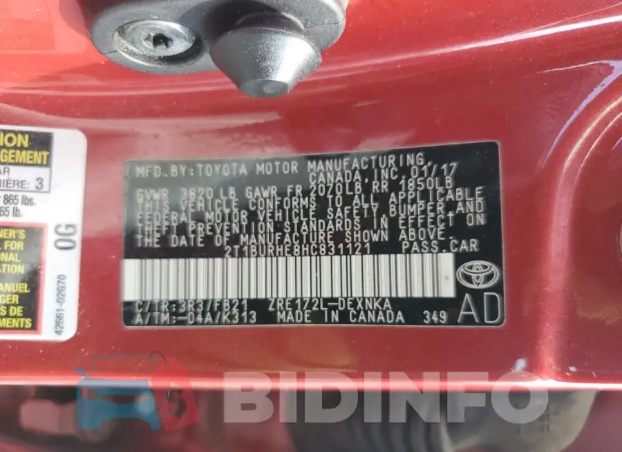2T1BURHE8HC831121 Photo# 12