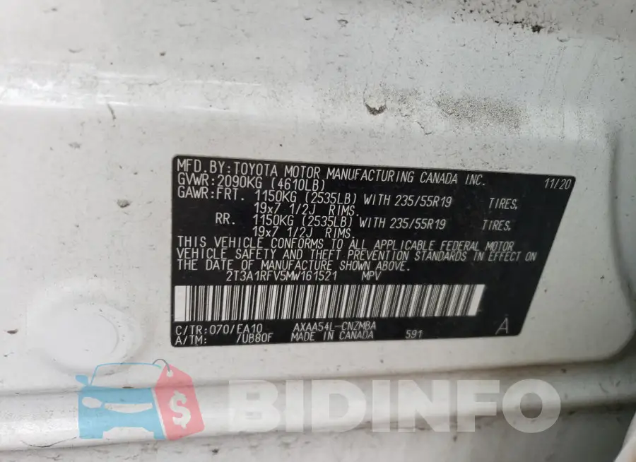 2T3A1RFV5MW161521 Photo# 12