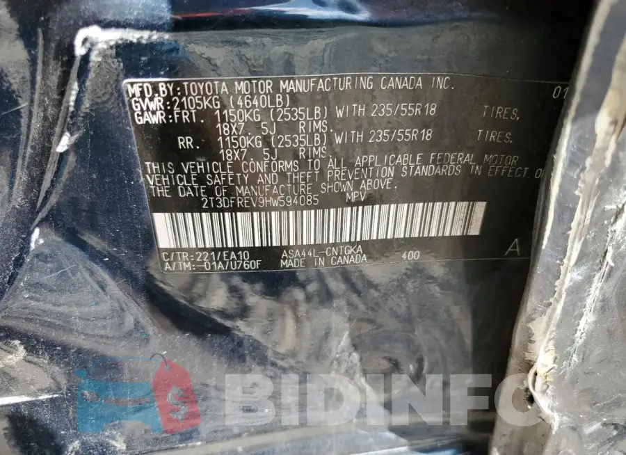 2T3DFREV9HW594085 Photo# 13