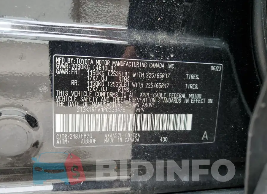 2T3K1RFV1PC239478 Photo# 12