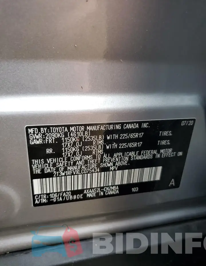 2T3W1RFVXLC075434 Photo# 14