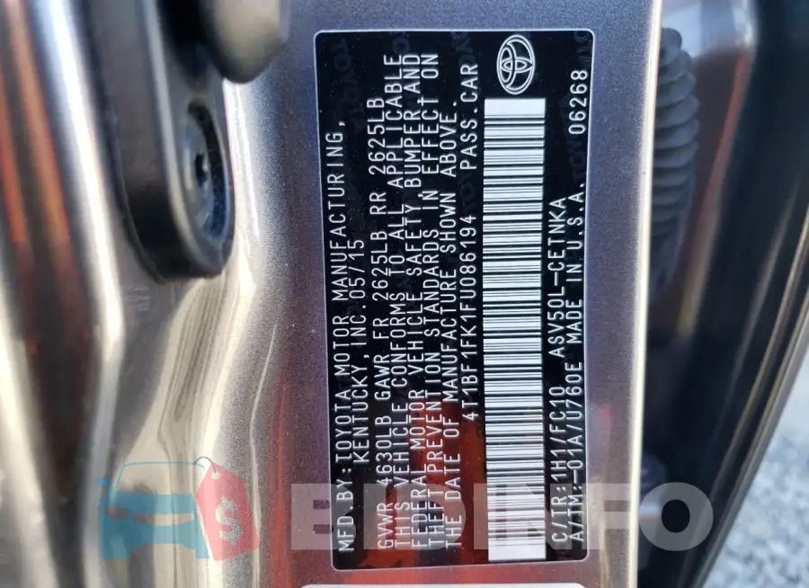 4T1BF1FK1FU086194 Photo# 13