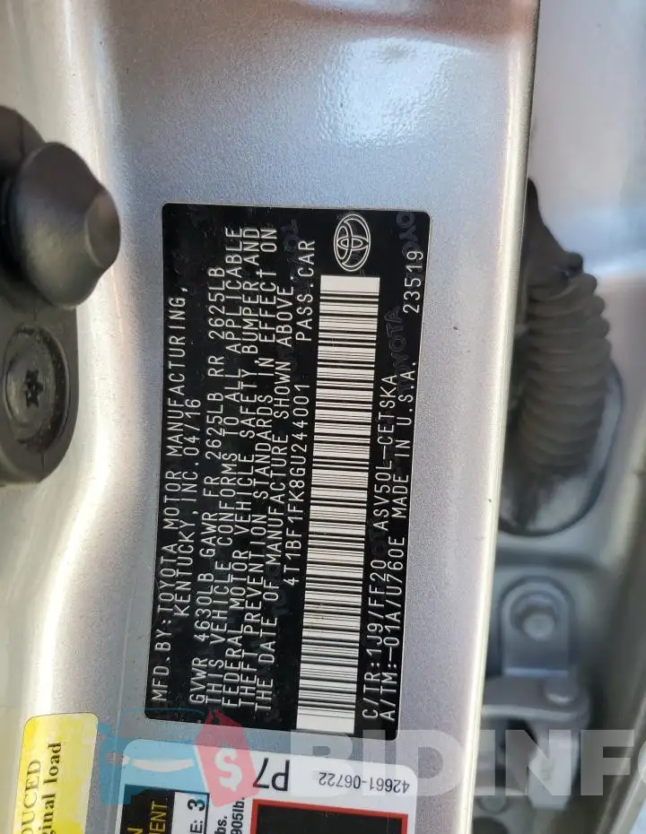 4T1BF1FK8GU244001 Photo# 13