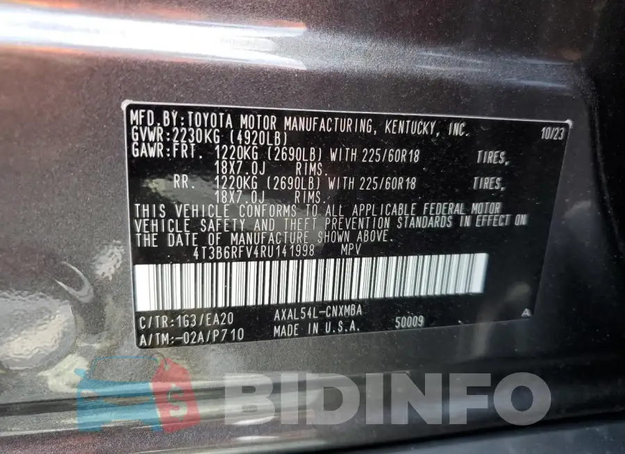 4T3B6RFV4RU141998 Photo# 13