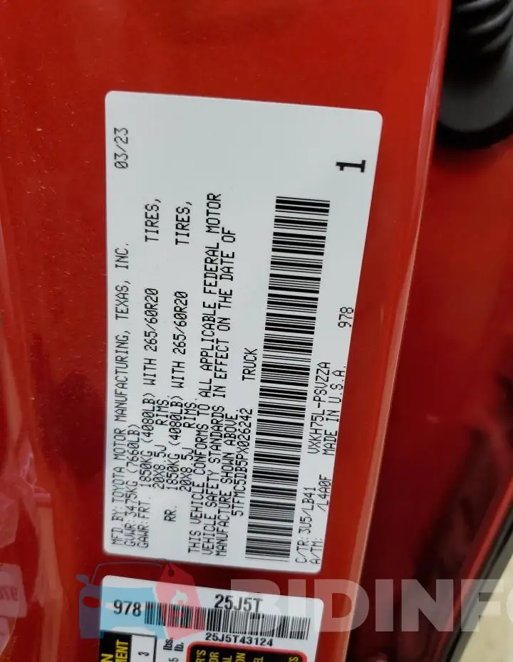 5TFMC5DB5PX026242 Photo# 13