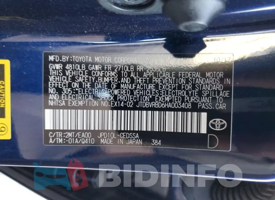 JTDBVRBD6HA003408 Photo# 12