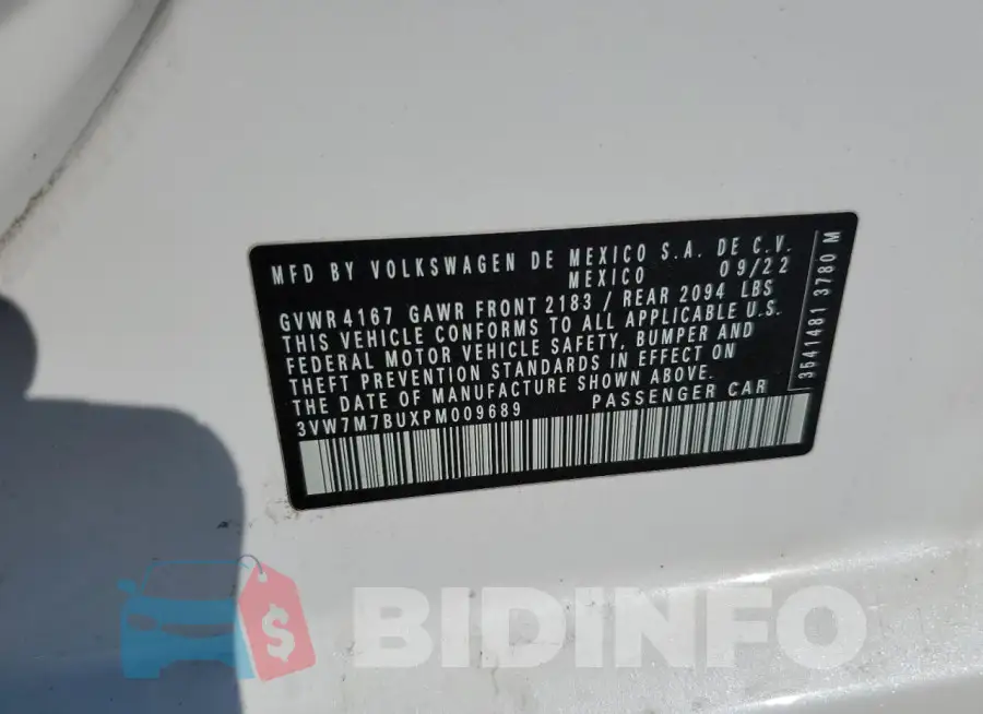 3VW7M7BUXPM009689 Photo# 12