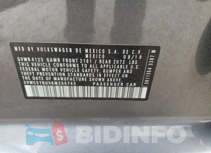 3VWC57BU5KM250743 Photo# 12