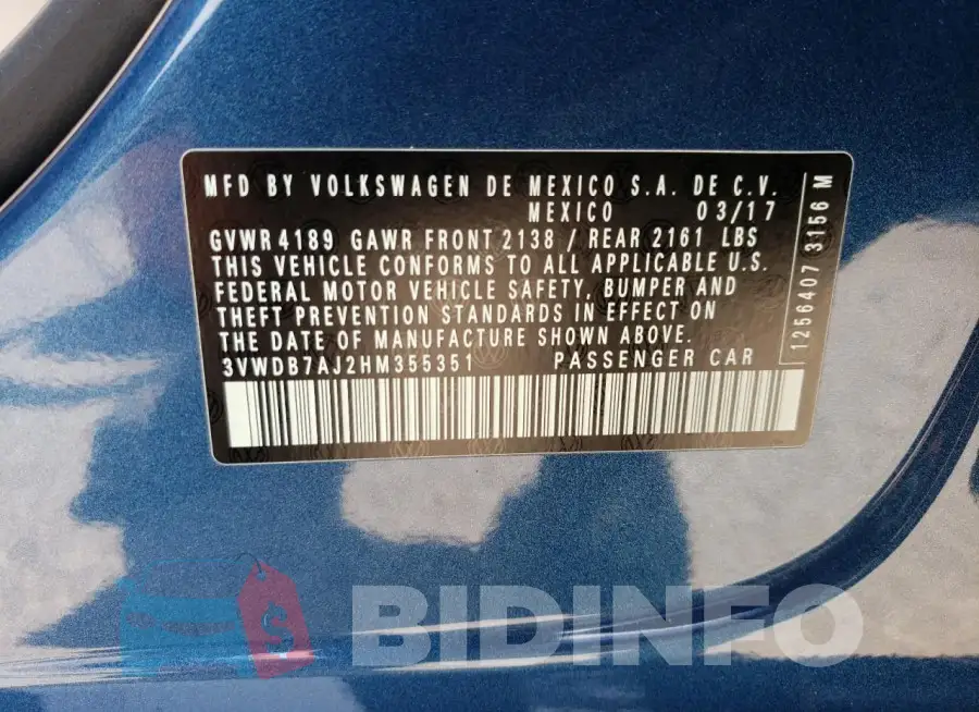 3VWDB7AJ2HM355351 Photo# 12