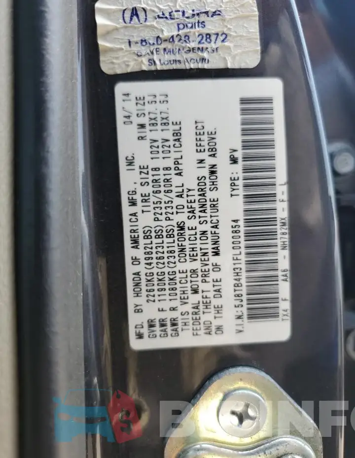 5J8TB4H31FL000854 Photo# 13