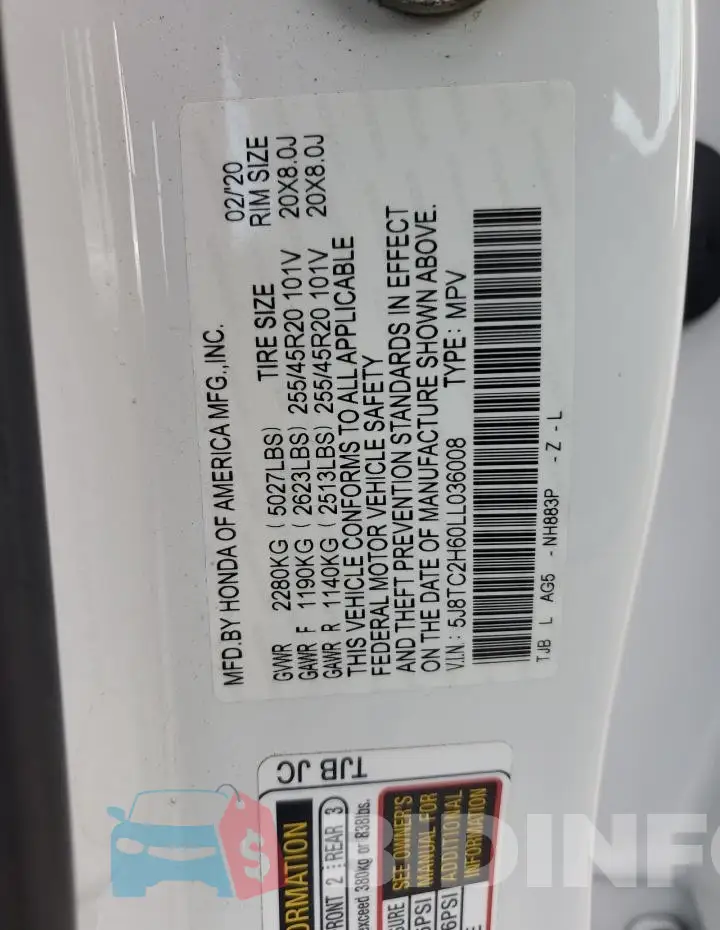 5J8TC2H60LL036008 Photo# 13